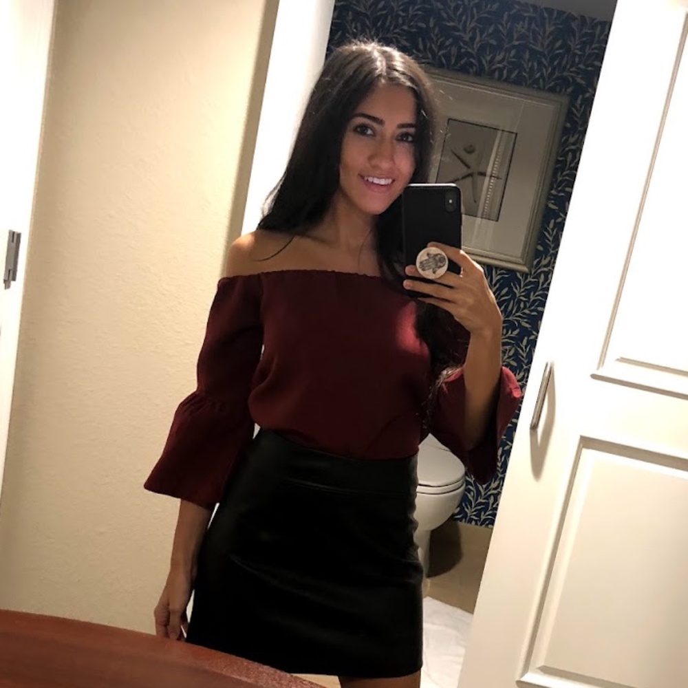 Paper Heart Burgundy Red Off-Shoulder Top, Size S